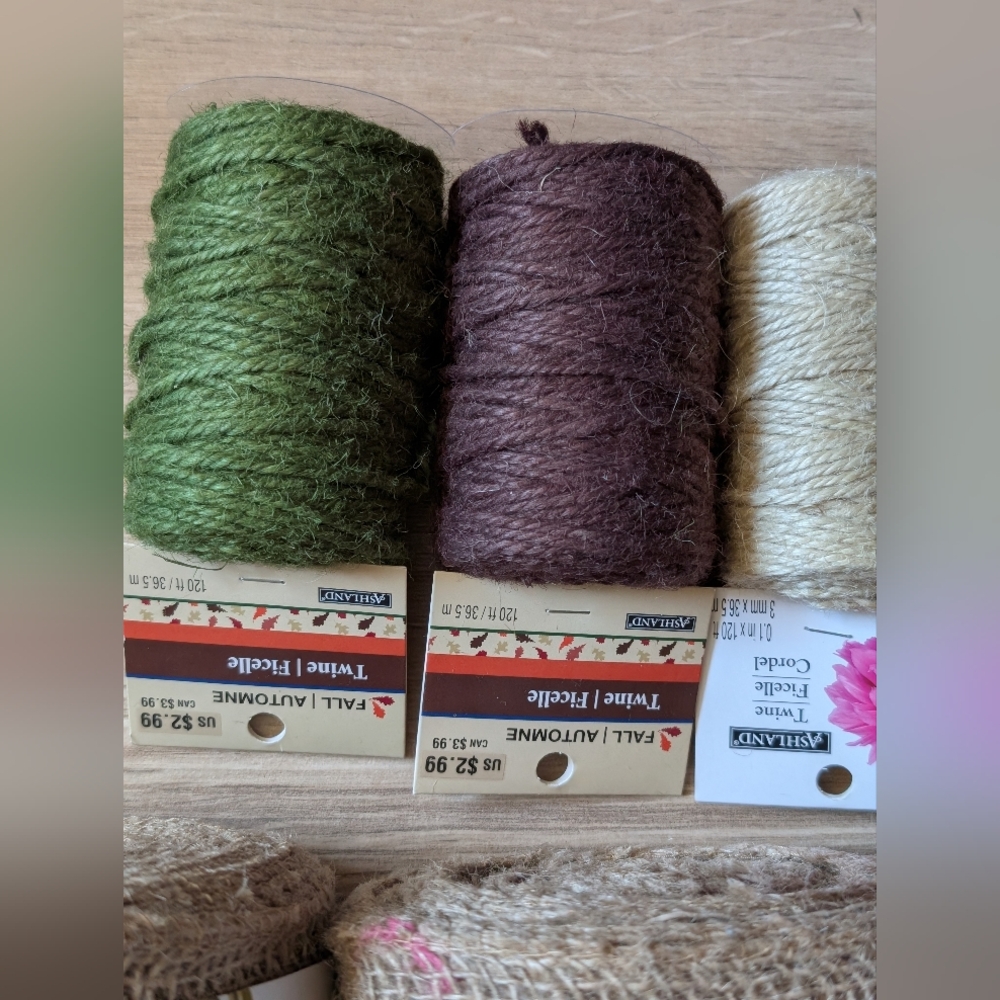 5 Ashland Spools of Burlap Fabric 10 yards 5.5" wide & 3 Spools Of Jute Twine - Picture 2 of 3